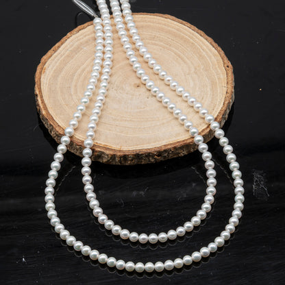 AAA+ 3-3.5mm, 3.5-4mm, 4-4.5mm or 4.5-5mm Freshwater Pearl in Full Strand, White Colors with High Luster, Pre-Strung for Jewelry Making, SKU # 3124FW
