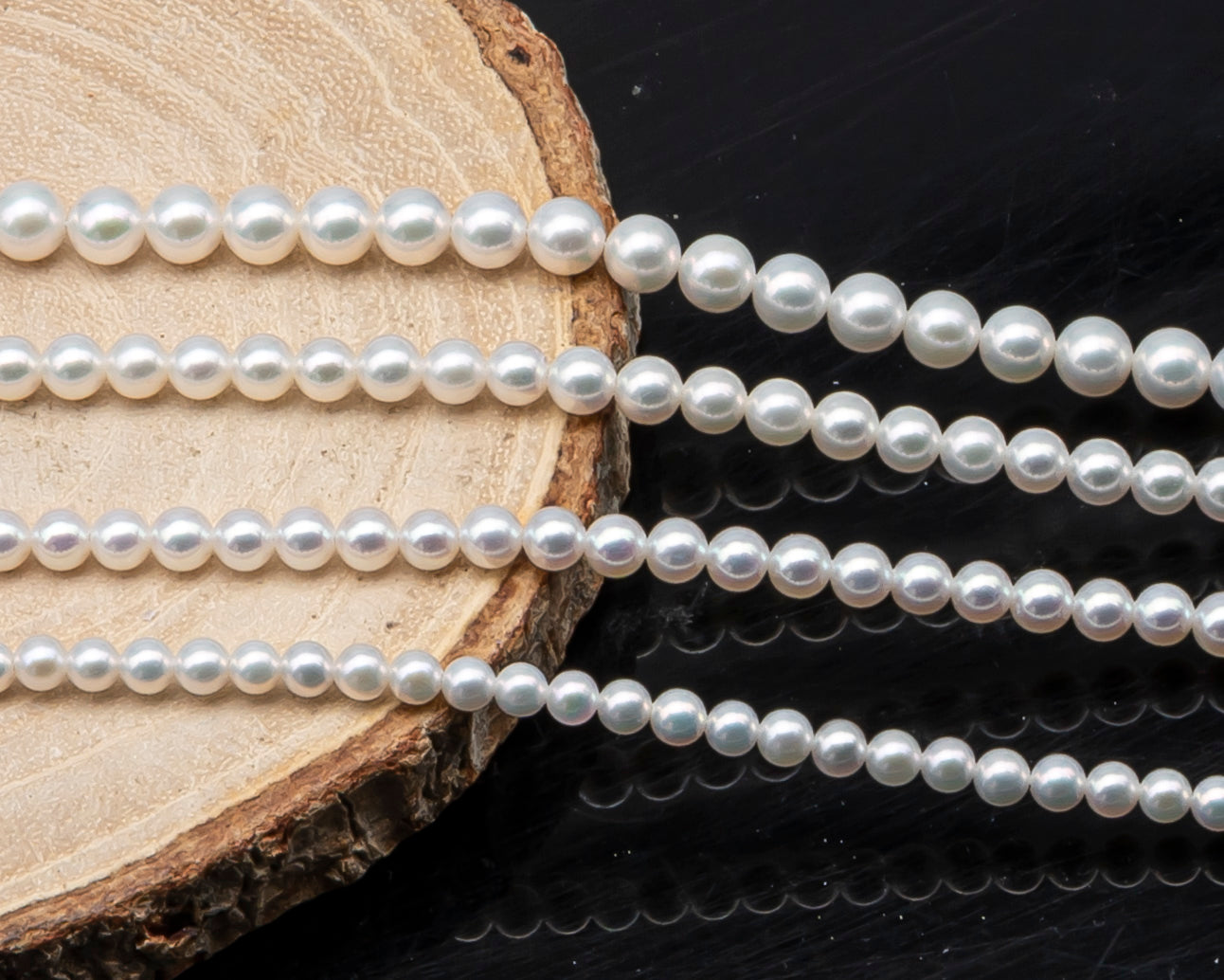 AAA+ 3-3.5mm, 3.5-4mm, 4-4.5mm or 4.5-5mm Freshwater Pearl in Full Strand, White Colors with High Luster, Pre-Strung for Jewelry Making, SKU # 3124FW