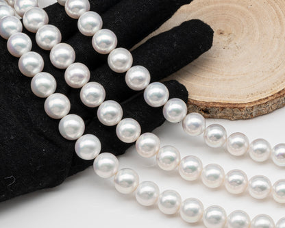 AAA 10-12mm Edison Pearl in Full Strand, Freshwater Pearl in White Colors with High Luster, Pre-Strung for Jewelry Making, SKU # 3122EP