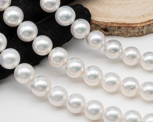 AAA 10-12mm Edison Pearl in Full Strand, Freshwater Pearl in White Colors with High Luster, Pre-Strung for Jewelry Making, SKU # 3122EP