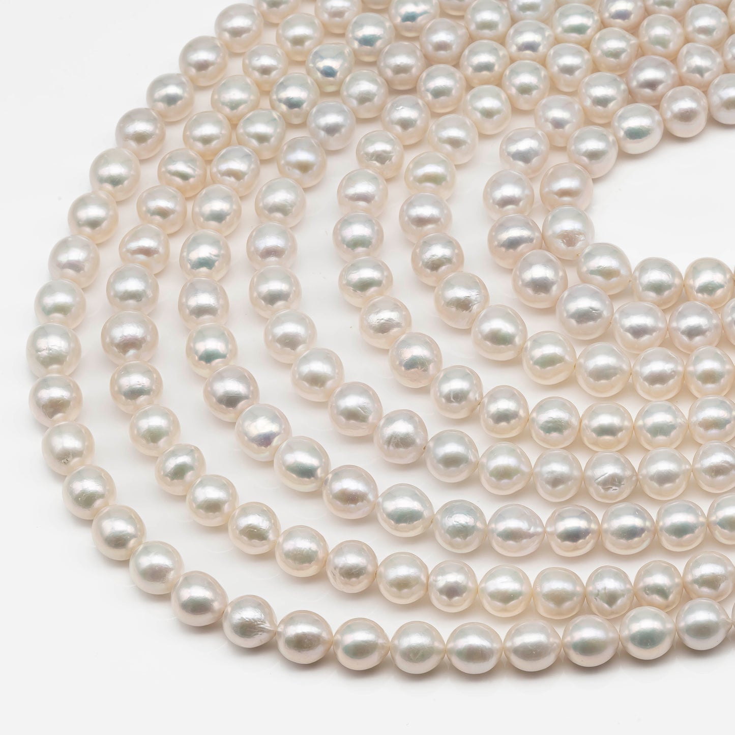 11-13mm Near Round Edison Pearl Strand with High Luster and White Colors, SKU # 2404EP