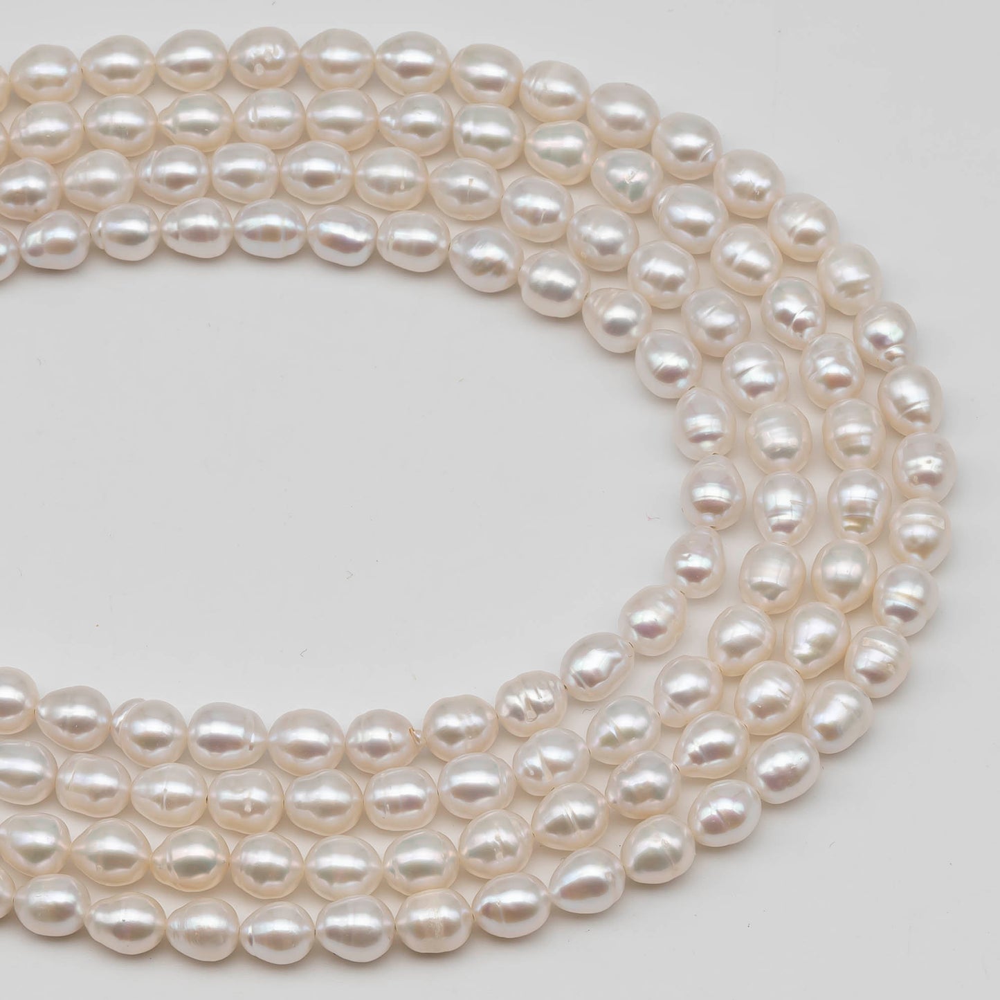 6-7mm Rice Freshwater Pearl in Full Strand, White Color with Nice Luster for Beading, SKU # 2433FW