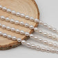 6-7mm Rice Freshwater Pearl in Full Strand, White Color with Nice Luster for Beading, SKU # 2433FW