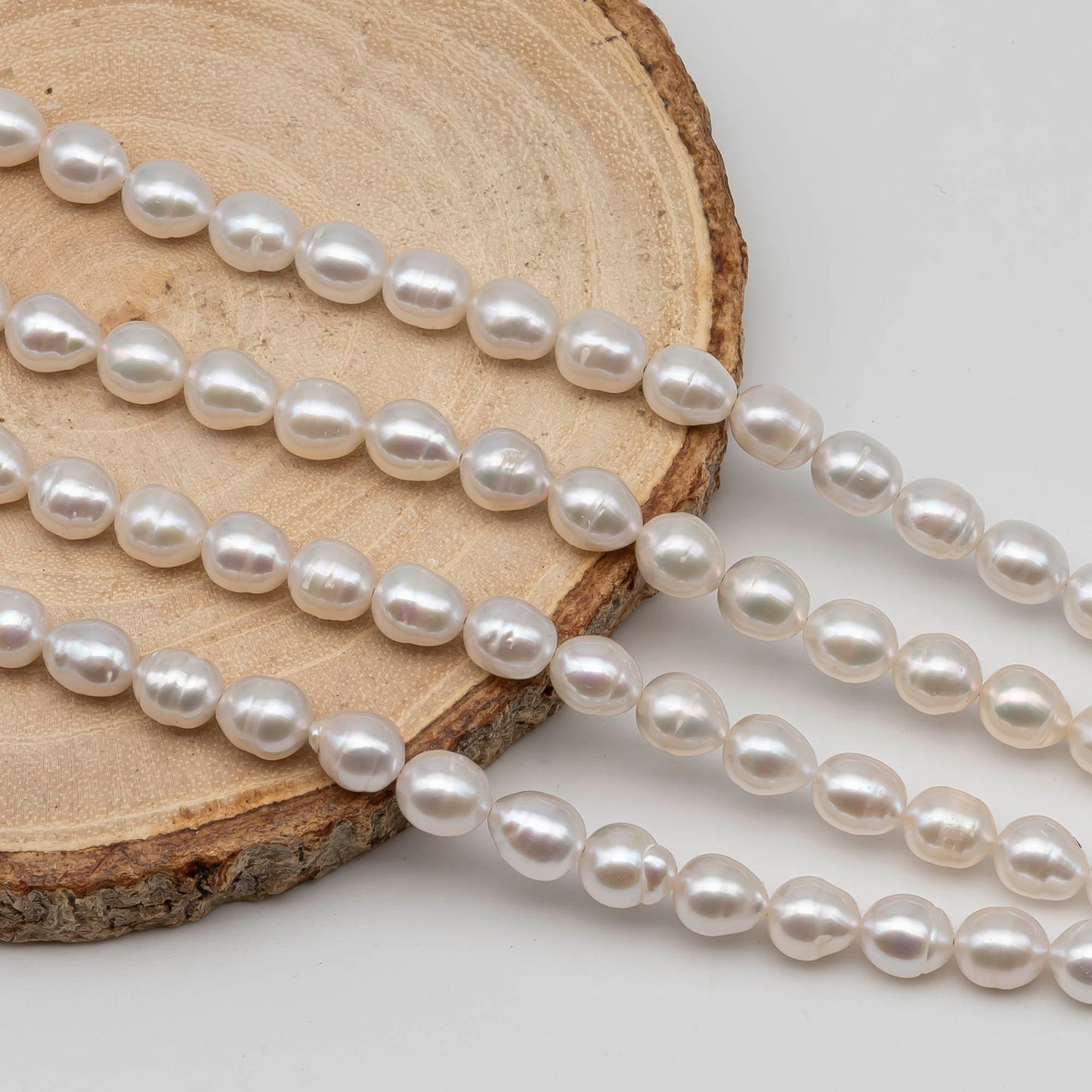 6-7mm Rice Freshwater Pearl in Full Strand, White Color with Nice Luster for Beading, SKU # 2433FW