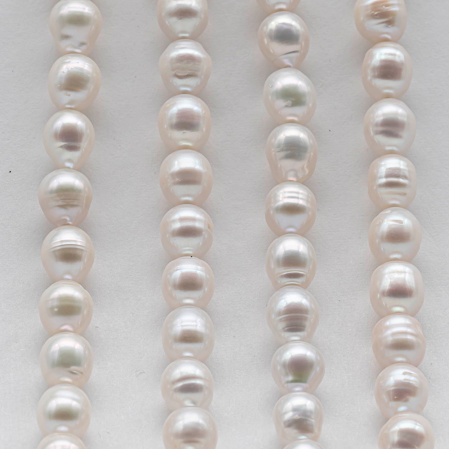 6-7mm Rice Freshwater Pearl in Full Strand, White Color with Nice Luster for Beading, SKU # 2433FW