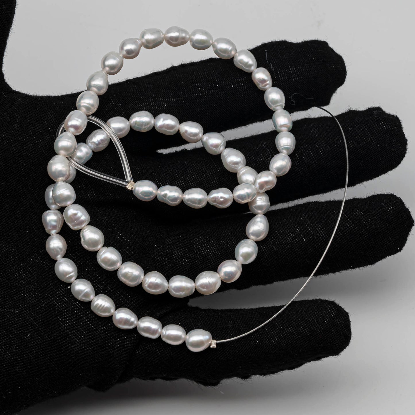 6-7mm Rice Freshwater Pearl in Full Strand, White Color with Nice Luster for Beading, SKU # 2433FW