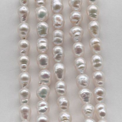 6-7mm Freshwater Pearl in Baroque Rice Shape,  Full Strand in White Color with Nice Luster for Beading or Jewelry Making, SKU # 2434FW