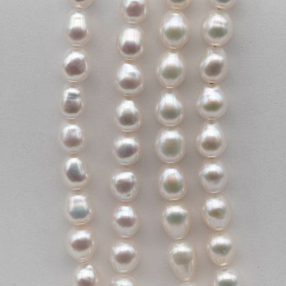 5-5.5mm or 6-7mm Rice Pearl in Natural White Color with High Lusters, Teardrop Shape Full Strand for Jewelry Making or Breading, SKU # 2439FW