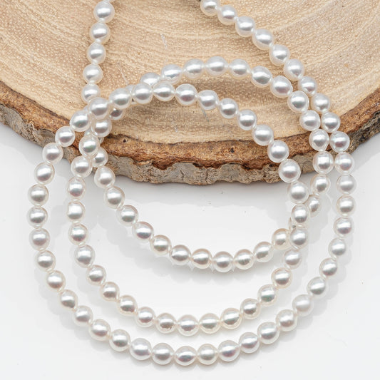 3-3.5mm Freshwater Pearls Near Round Pearl Beads, White Color With Very Nice Luster, Seed Pearls, Full Strand, SKU# 1963FW