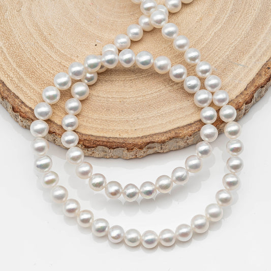 AAA 5-5.5mm White Freshwater Pearl Bead in Near Round with Blemishes for Jewelry Making, SKU # 1964FW