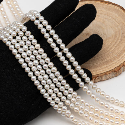 5-5.5mm Freshwater Pearls Pearl Near Round Circle Beads, White Color, Full Strand, SKU# 3392FW