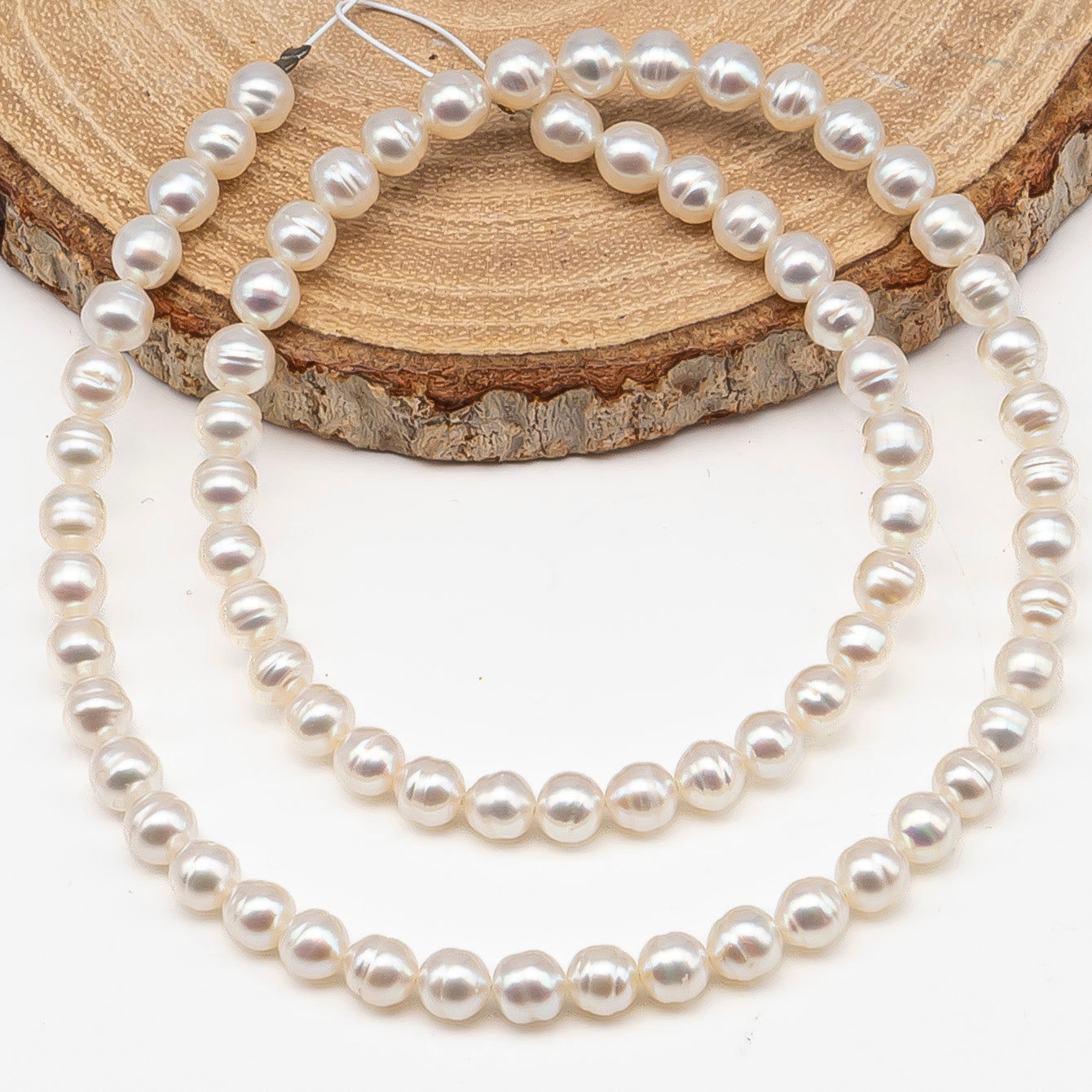 5-5.5mm Freshwater Pearls Pearl Near Round Circle Beads, White Color, Full Strand, SKU# 3392FW