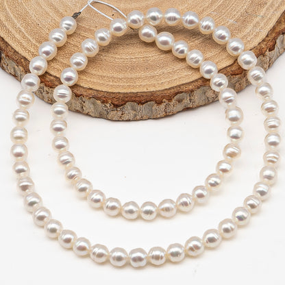 5-5.5mm Freshwater Pearls Pearl Near Round Circle Beads, White Color, Full Strand, SKU# 3392FW