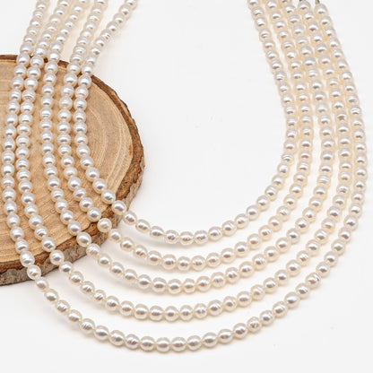 5-5.5mm Freshwater Pearls Pearl Near Round Circle Beads, White Color, Full Strand, SKU# 3392FW