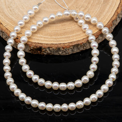 5-5.5mm Freshwater Pearls Pearl Near Round Circle Beads, White Color, Full Strand, SKU# 3392FW