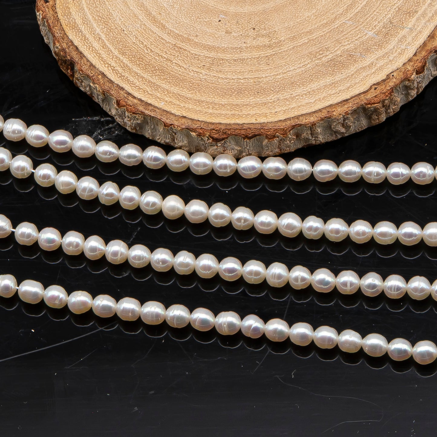 5-5.5mm Freshwater Pearls Pearl Near Round Circle Beads, White Color, Full Strand, SKU# 3392FW