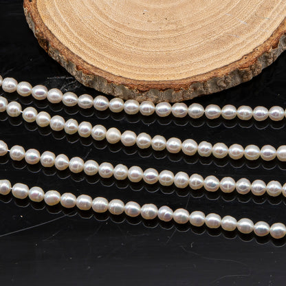 5-5.5mm Freshwater Pearls Pearl Near Round Circle Beads, White Color, Full Strand, SKU# 3392FW