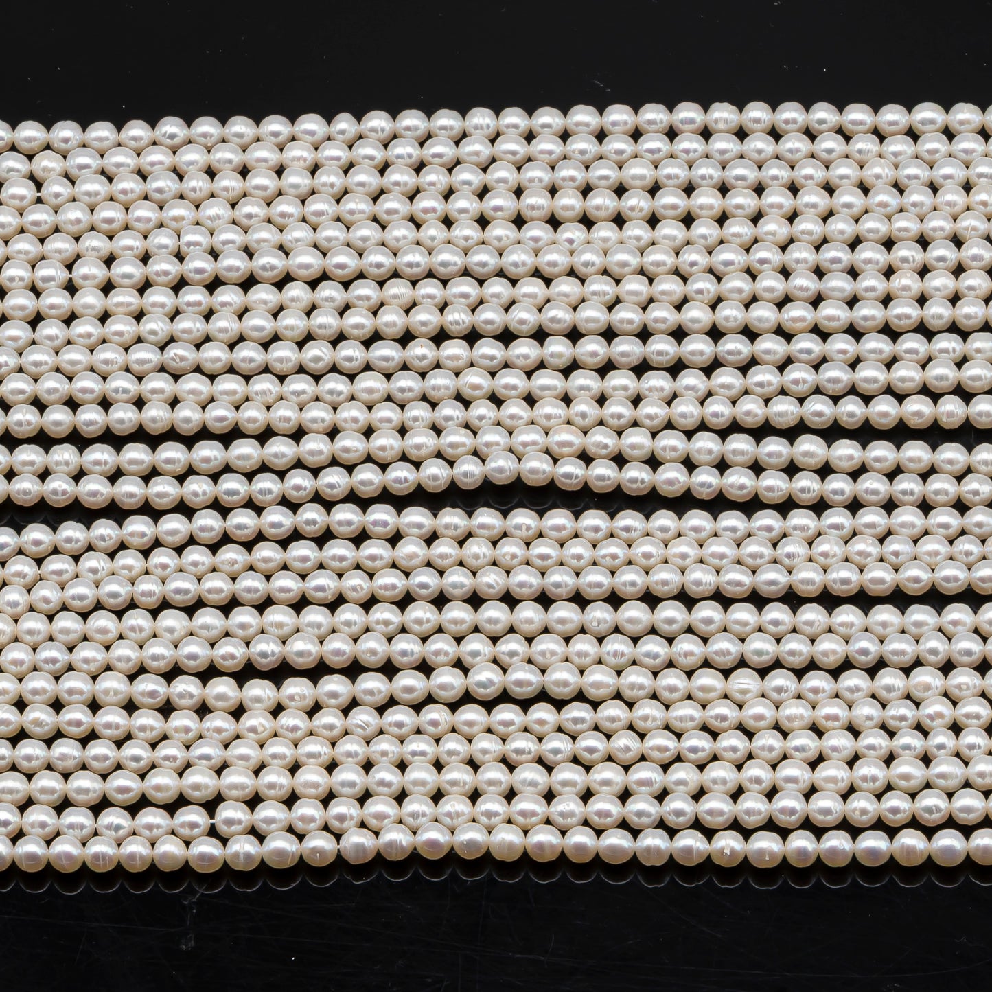5-5.5mm Freshwater Pearls Pearl Near Round Circle Beads, White Color, Full Strand, SKU# 3392FW