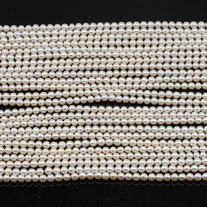 5-5.5mm Freshwater Pearls Pearl Near Round Circle Beads, White Color, Full Strand, SKU# 3392FW