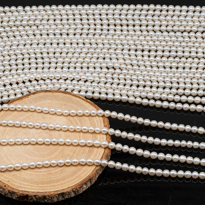 5-5.5mm Freshwater Pearls Pearl Near Round Circle Beads, White Color, Full Strand, SKU# 3392FW