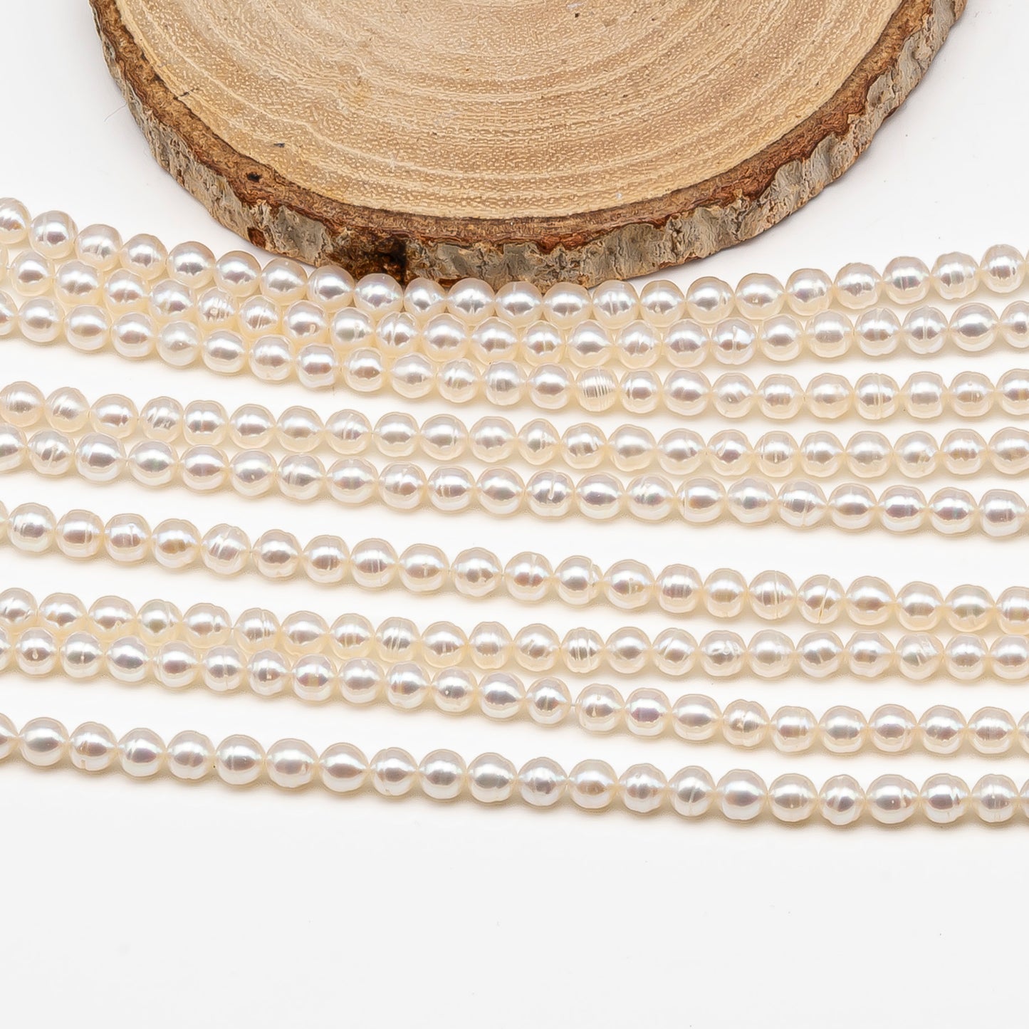 5-5.5mm Freshwater Pearls Pearl Near Round Circle Beads, White Color, Full Strand, SKU# 3392FW