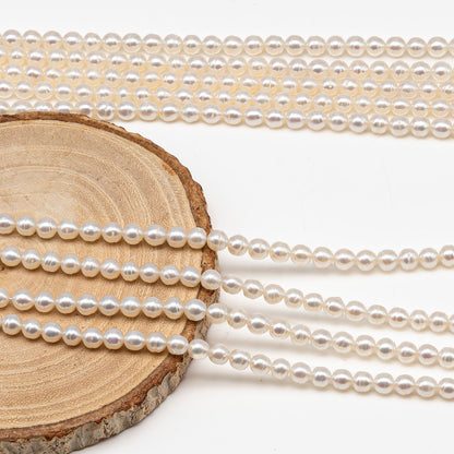 5-5.5mm Freshwater Pearls Pearl Near Round Circle Beads, White Color, Full Strand, SKU# 3392FW