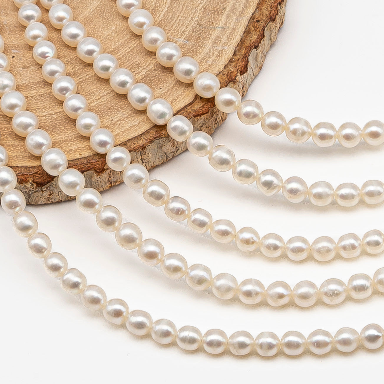 5-5.5mm Freshwater Pearls Pearl Beads, White Color, Full Strand, SKU# 3393FW