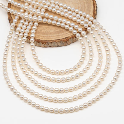 5-5.5mm Freshwater Pearls Pearl Beads, White Color, Full Strand, SKU# 3393FW