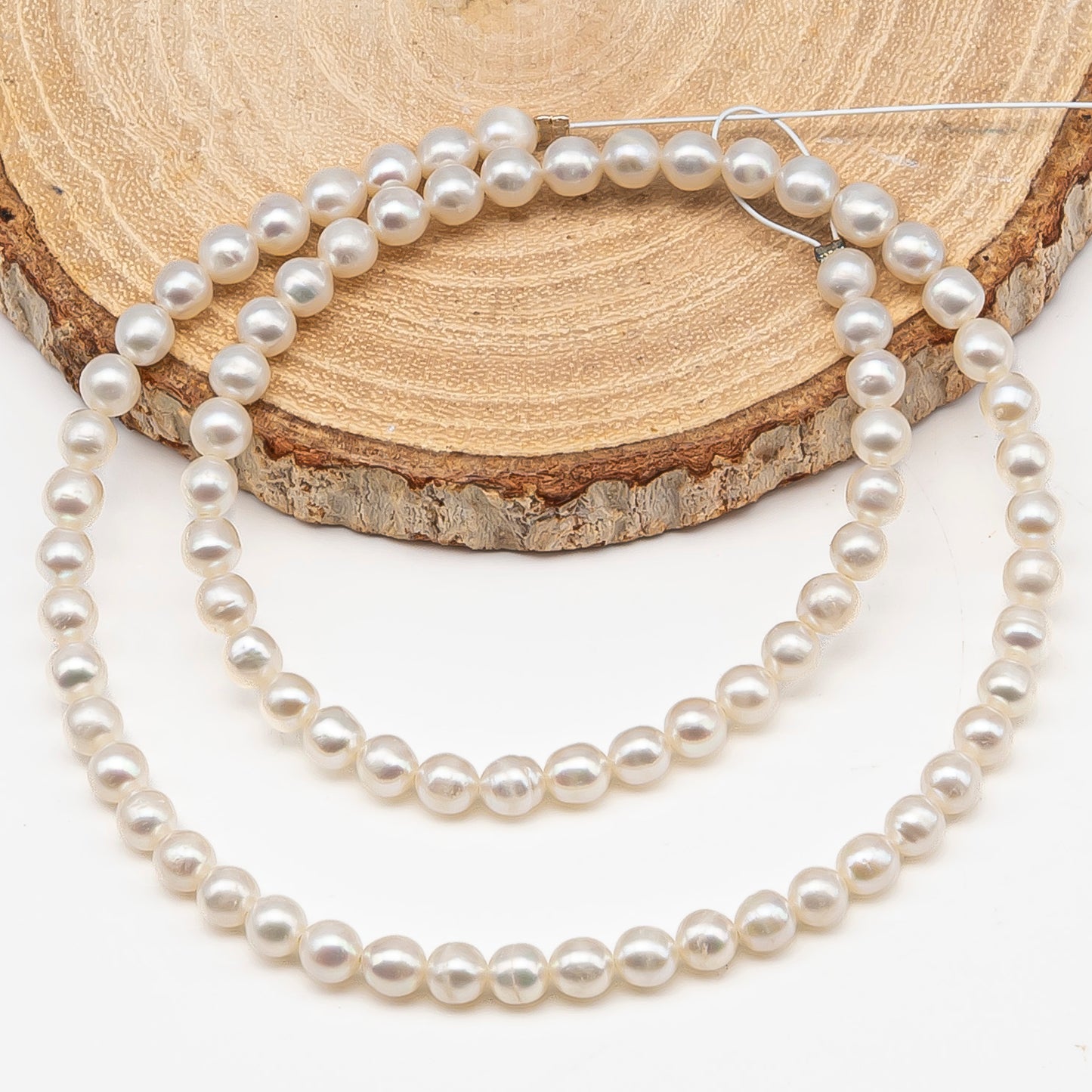 5-5.5mm Freshwater Pearls Pearl Beads, White Color, Full Strand, SKU# 3393FW