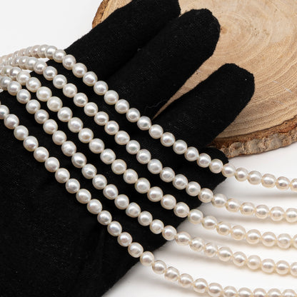 5-5.5mm Freshwater Pearls Pearl Beads, White Color, Full Strand, SKU# 3393FW