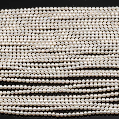 5-5.5mm Freshwater Pearls Pearl Beads, White Color, Full Strand, SKU# 3393FW