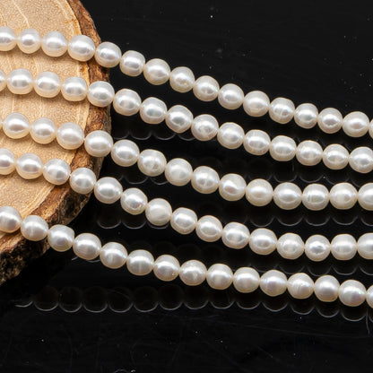5-5.5mm Freshwater Pearls Pearl Beads, White Color, Full Strand, SKU# 3393FW