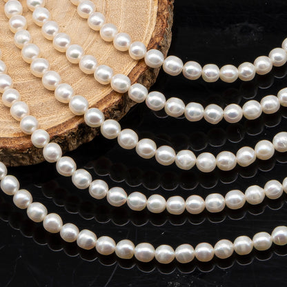 5-5.5mm Freshwater Pearls Pearl Beads, White Color, Full Strand, SKU# 3393FW