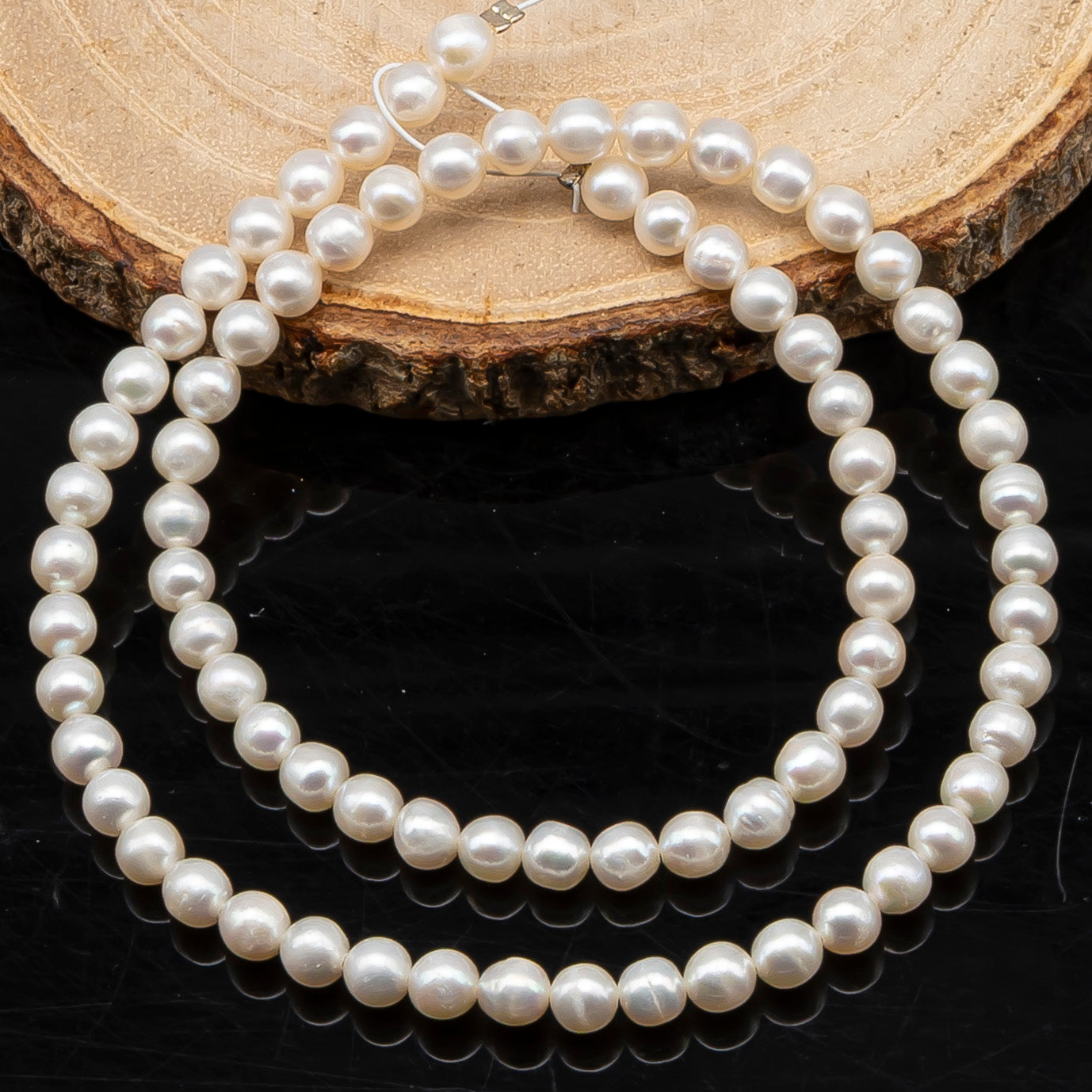 5-5.5mm Freshwater Pearls Pearl Beads, White Color, Full Strand, SKU# 3393FW