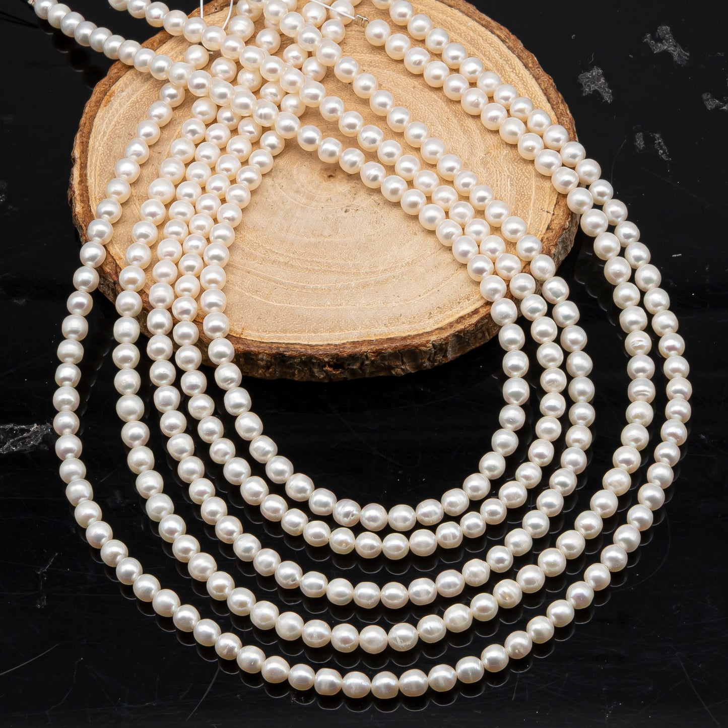5-5.5mm Freshwater Pearls Pearl Beads, White Color, Full Strand, SKU# 3393FW