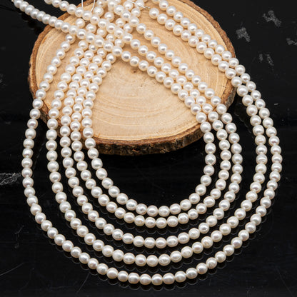 5-5.5mm Freshwater Pearls Pearl Beads, White Color, Full Strand, SKU# 3393FW
