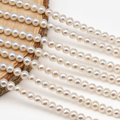 4.5-5mm Freshwater Pearls Near Round Potato Pearl Beads, White Color, Full Strand, SKU# 3391FW