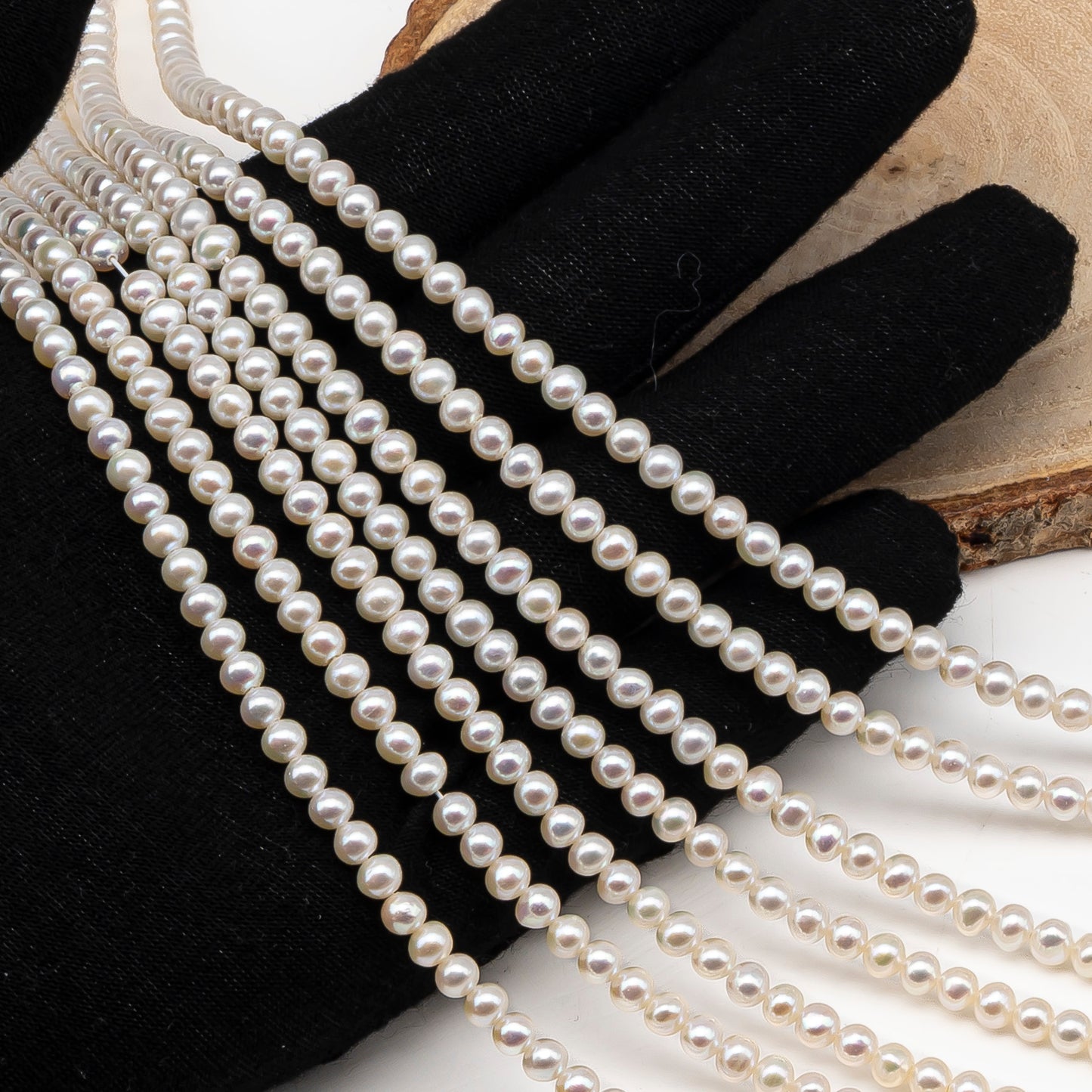 4.5-5mm Freshwater Pearls Near Round Potato Pearl Beads, White Color, Full Strand, SKU# 3391FW