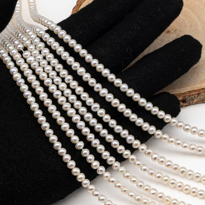 4.5-5mm Freshwater Pearls Near Round Potato Pearl Beads, White Color, Full Strand, SKU# 3391FW