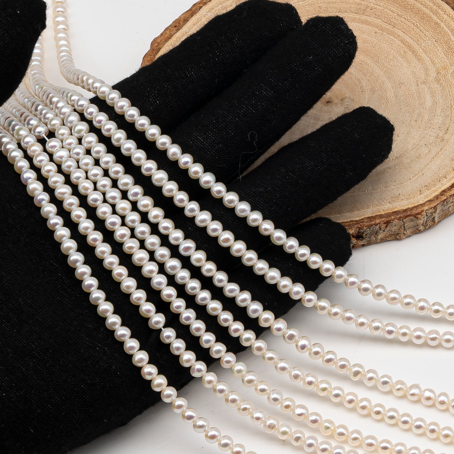 4.5-5mm Freshwater Pearls Near Round Potato Pearl Beads, White Color, Full Strand, SKU# 3391FW