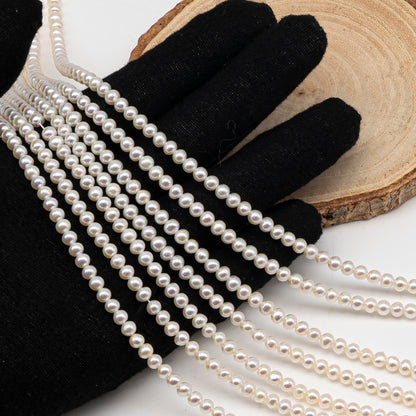 4.5-5mm Freshwater Pearls Near Round Potato Pearl Beads, White Color, Full Strand, SKU# 3391FW