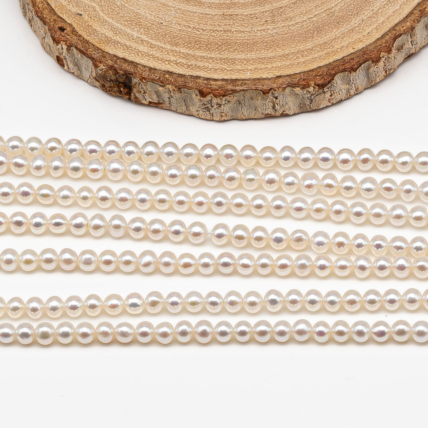 4.5-5mm Freshwater Pearls Near Round Potato Pearl Beads, White Color, Full Strand, SKU# 3391FW