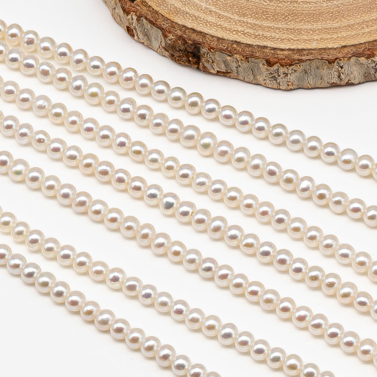 4.5-5mm Freshwater Pearls Near Round Potato Pearl Beads, White Color, Full Strand, SKU# 3391FW