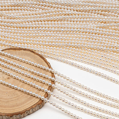 4.5-5mm Freshwater Pearls Near Round Potato Pearl Beads, White Color, Full Strand, SKU# 3391FW