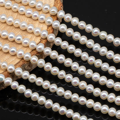 4.5-5mm Freshwater Pearls Near Round Potato Pearl Beads, White Color, Full Strand, SKU# 3391FW
