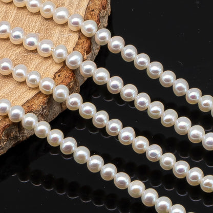 4.5-5mm Freshwater Pearls Near Round Potato Pearl Beads, White Color, Full Strand, SKU# 3391FW