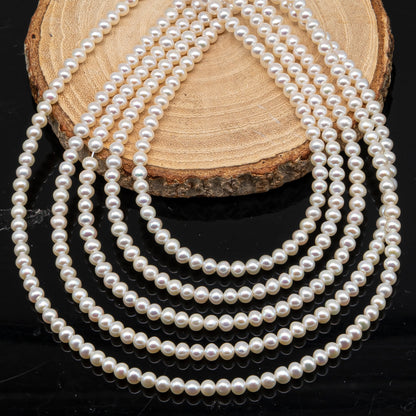 4.5-5mm Freshwater Pearls Near Round Potato Pearl Beads, White Color, Full Strand, SKU# 3391FW