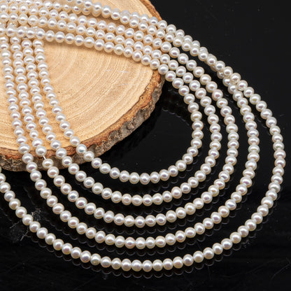4.5-5mm Freshwater Pearls Near Round Potato Pearl Beads, White Color, Full Strand, SKU# 3391FW