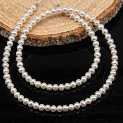 4.5-5mm Freshwater Pearls Near Round Potato Pearl Beads, White Color, Full Strand, SKU# 3391FW