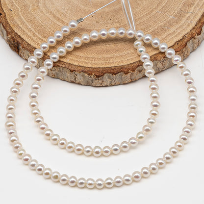 4.5-5mm Freshwater Pearls Near Round Potato Pearl Beads, White Color, Full Strand, SKU# 3391FW